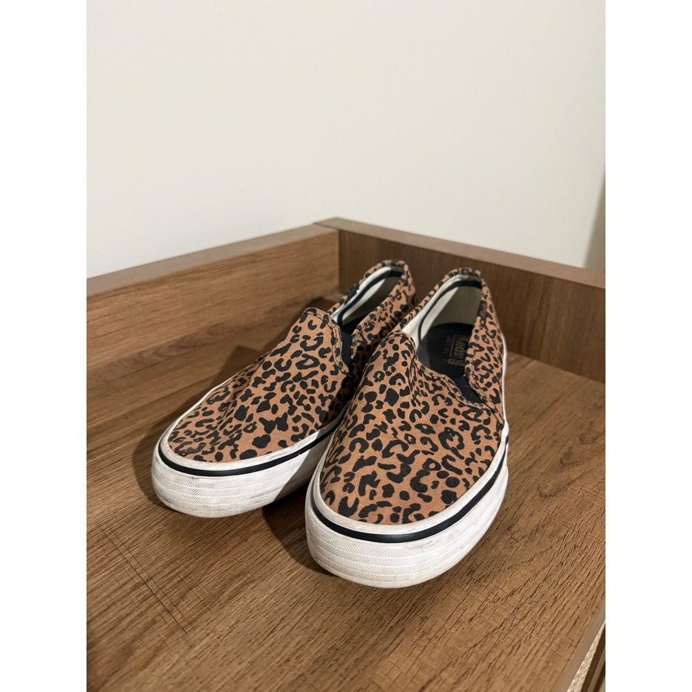 Keds Double Decker Leopard Print Slip On Sneakers Womens 7 WF64752 Brown Tan
